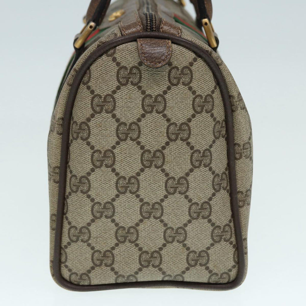 GUCCI GG Supreme Web Sherry Line Boston Bag PVC Beige Red 69 02 006 yk14489