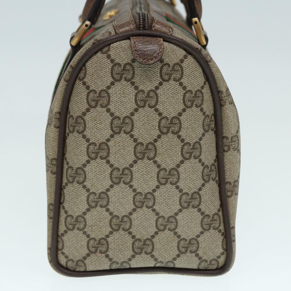 GUCCI GG Supreme Web Sherry Line Boston Bag PVC Beige Red 69 02 006 yk14489