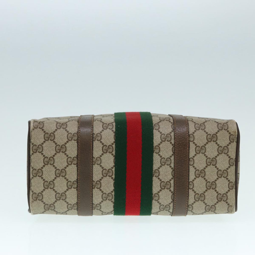 GUCCI GG Supreme Web Sherry Line Boston Bag PVC Beige Red 69 02 006 yk14489