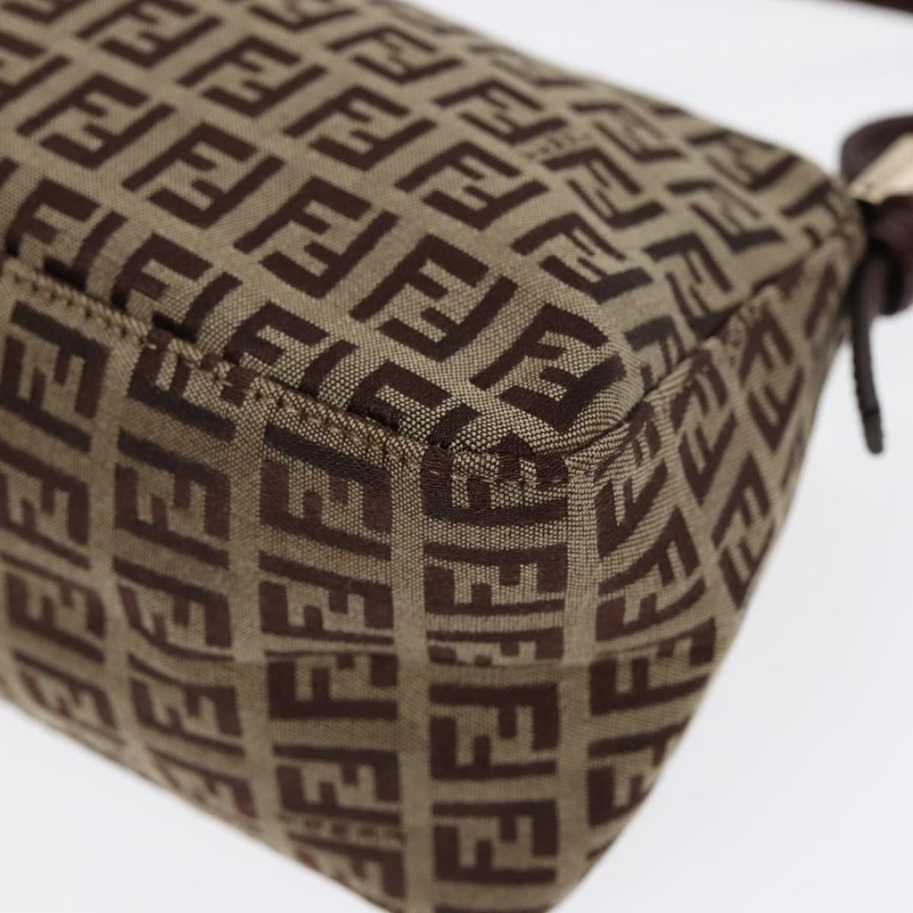 FENDI Zucchino Canvas Mini Mamma Baguette Hand Bag Beige Gold yk14500A
