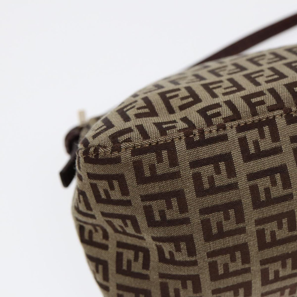 FENDI Zucchino Canvas Mini Mamma Baguette Hand Bag Beige Gold yk14500A