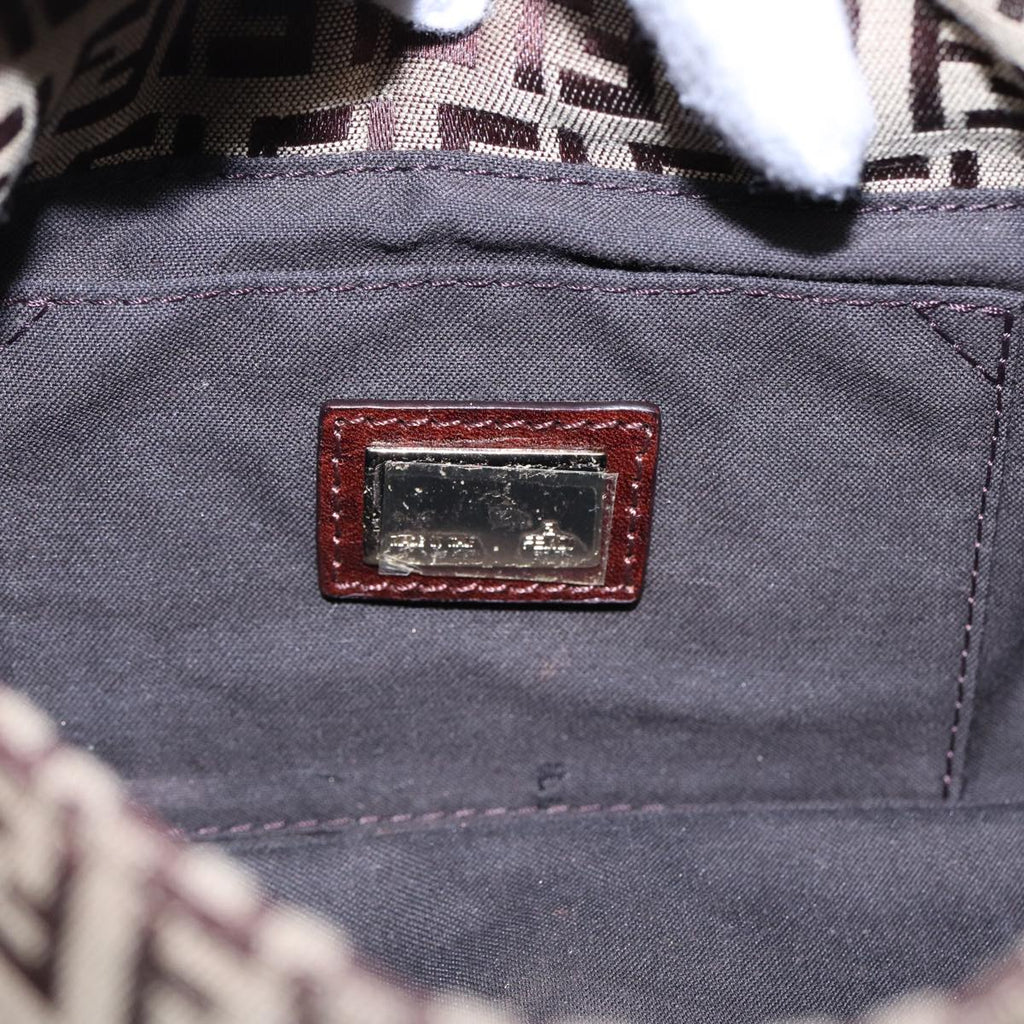 FENDI Zucchino Canvas Mini Mamma Baguette Hand Bag Beige Gold yk14500A