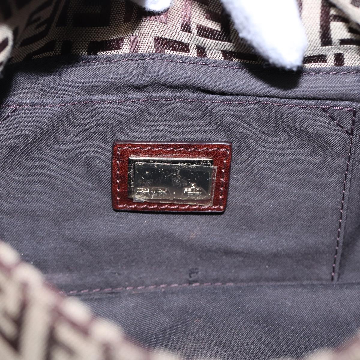 FENDI Zucchino Canvas Mini Mamma Baguette Hand Bag Beige Gold yk14500A