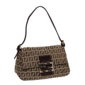 FENDI Zucchino Canvas Mini Mamma Baguette Hand Bag Beige Gold yk14500A