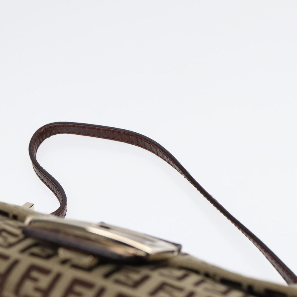 FENDI Zucchino Canvas Mini Mamma Baguette Hand Bag Beige Gold yk14500A