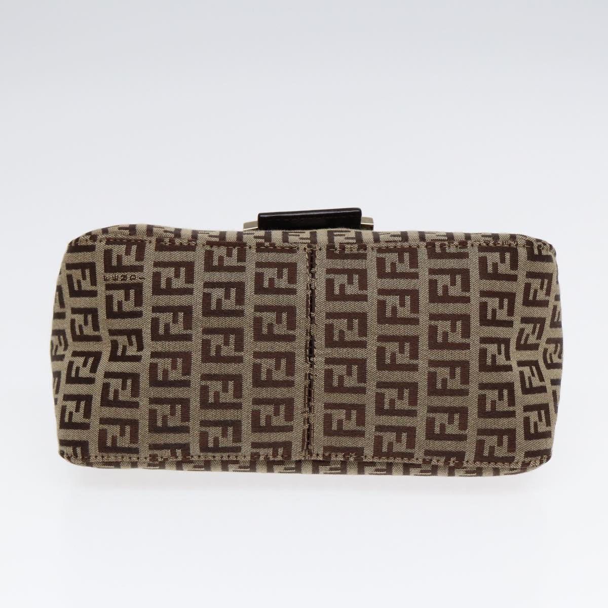 FENDI Zucchino Canvas Mini Mamma Baguette Hand Bag Beige Gold yk14500A