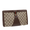 GUCCI GG Supreme Web Sherry Line Clutch Bag PVC Beige 156 01 033 yk14501