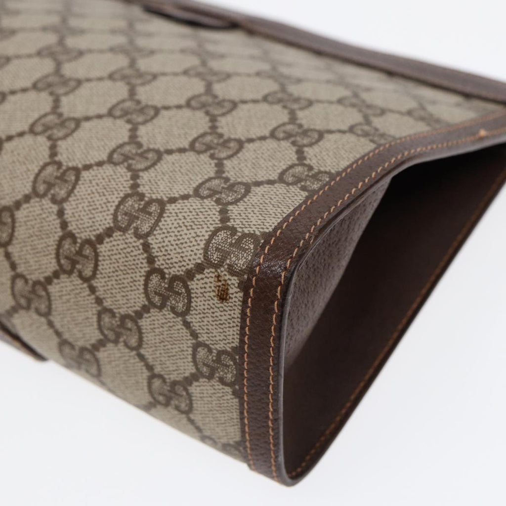 GUCCI GG Supreme Web Sherry Line Clutch Bag PVC Beige 156 01 033 yk14501