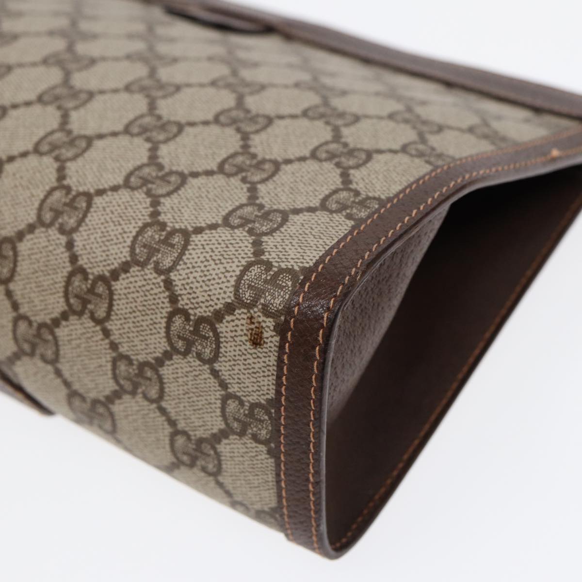 GUCCI GG Supreme Web Sherry Line Clutch Bag PVC Beige 156 01 033 yk14501