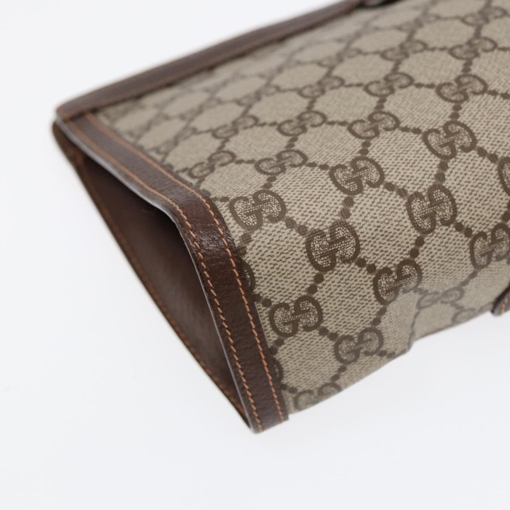GUCCI GG Supreme Web Sherry Line Clutch Bag PVC Beige 156 01 033 yk14501