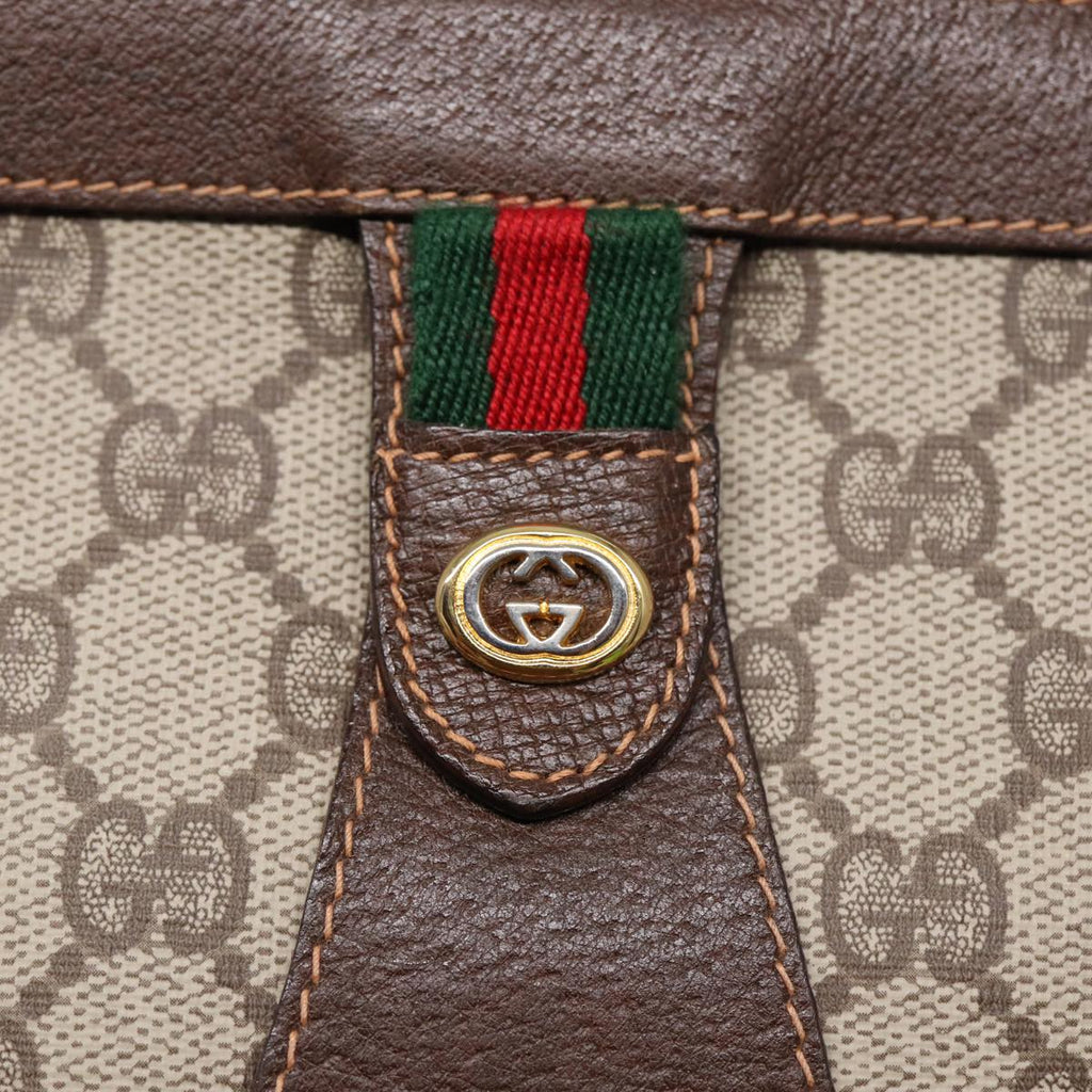GUCCI GG Supreme Web Sherry Line Clutch Bag PVC Beige 156 01 033 yk14501