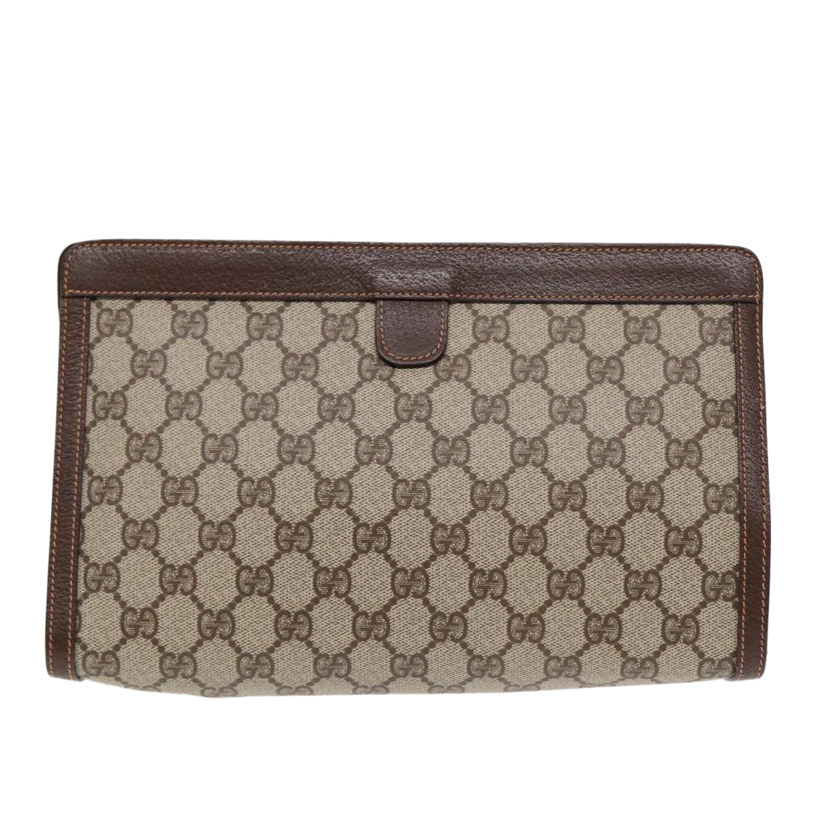 GUCCI GG Supreme Web Sherry Line Clutch Bag PVC Beige 156 01 033 yk14501