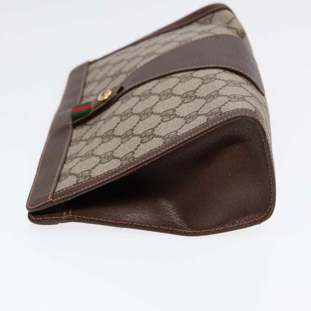 GUCCI GG Supreme Web Sherry Line Clutch Bag PVC Beige 156 01 033 yk14501