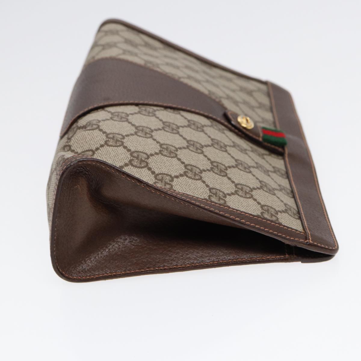 GUCCI GG Supreme Web Sherry Line Clutch Bag PVC Beige 156 01 033 yk14501