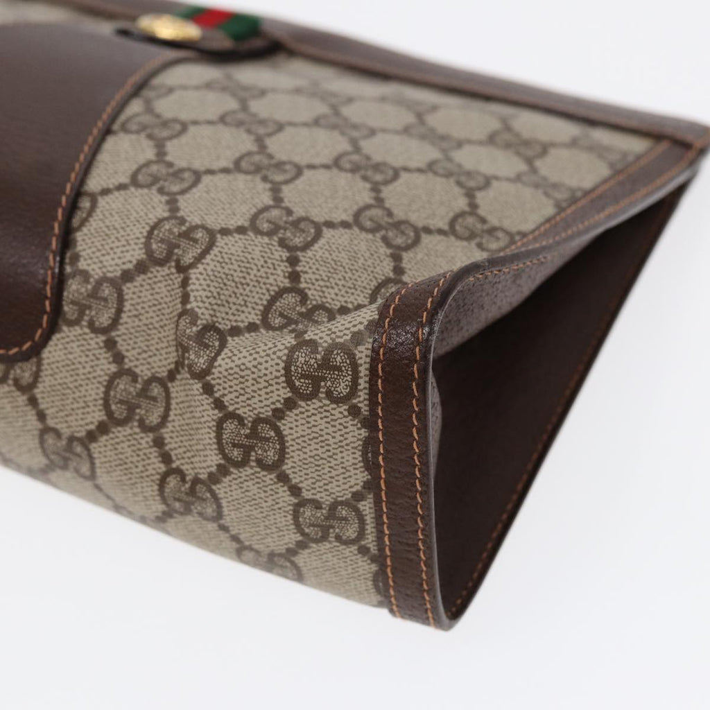 GUCCI GG Supreme Web Sherry Line Clutch Bag PVC Beige 156 01 033 yk14501