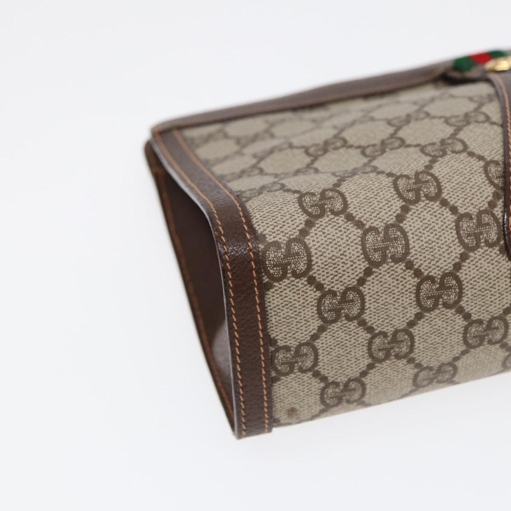 GUCCI GG Supreme Web Sherry Line Clutch Bag PVC Beige 156 01 033 yk14501