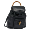 GUCCI Bamboo Backpack Leather Navy Gold 003 1705 0030 yk14502