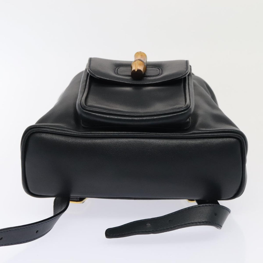 GUCCI Bamboo Backpack Leather Navy Gold 003 1705 0030 yk14502