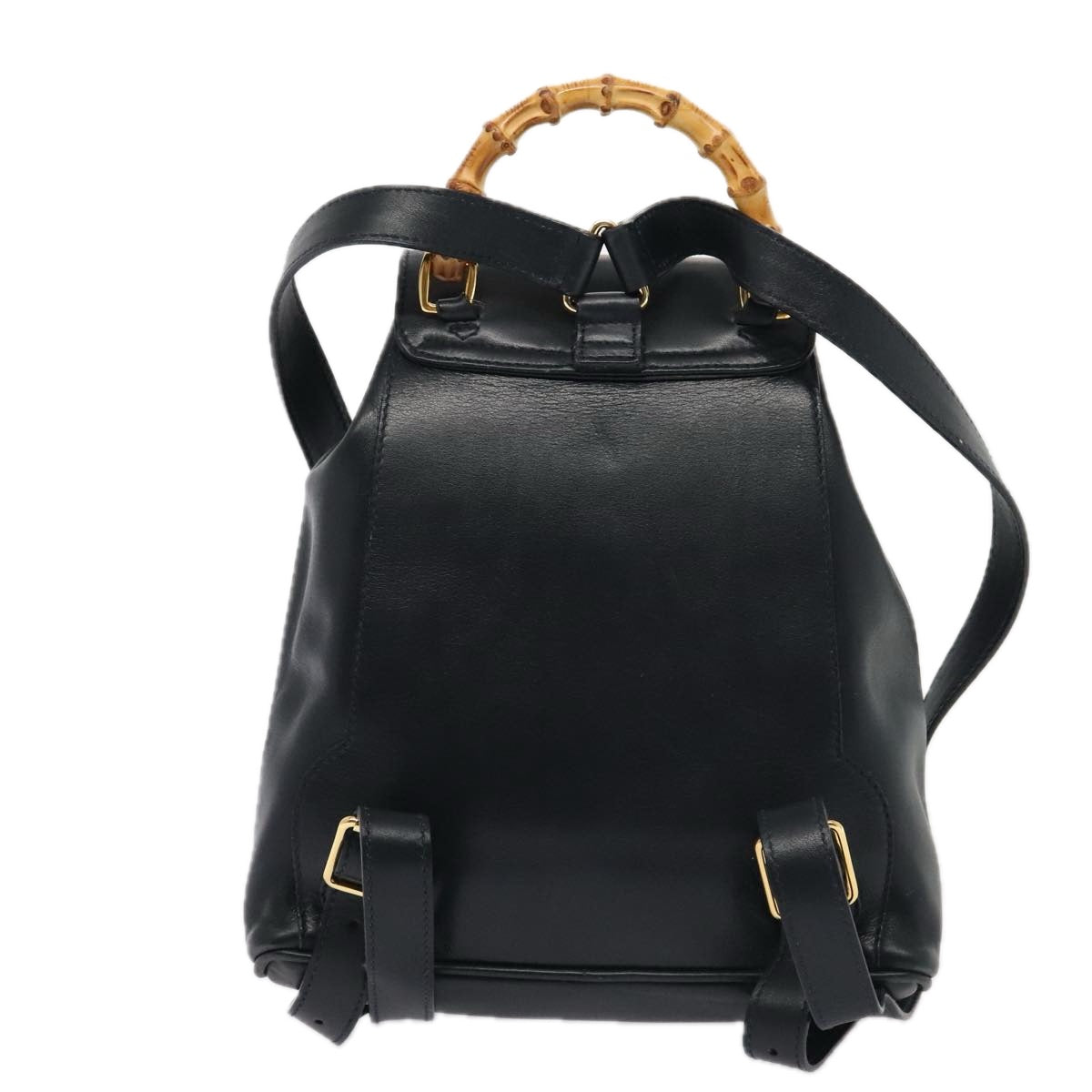 GUCCI Bamboo Backpack Leather Navy Gold 003 1705 0030 yk14502