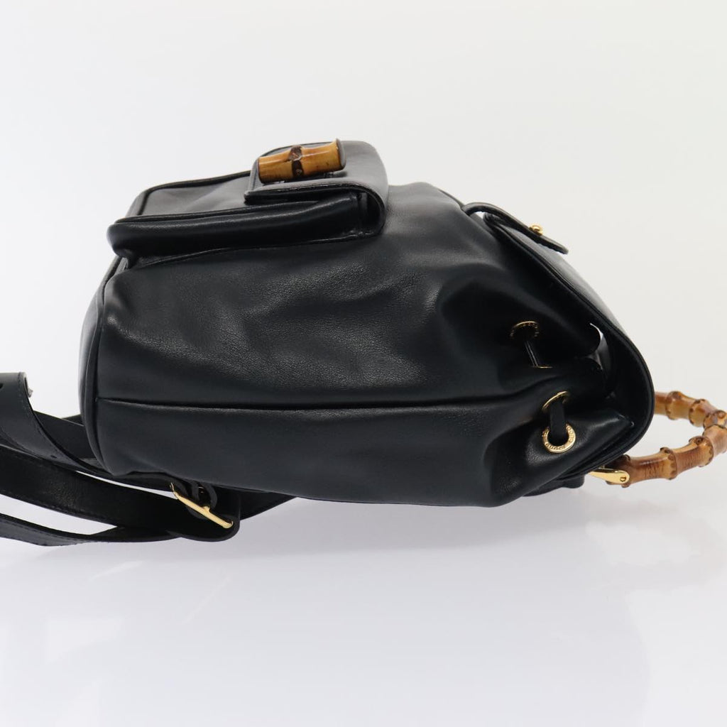 GUCCI Bamboo Backpack Leather Navy Gold 003 1705 0030 yk14502