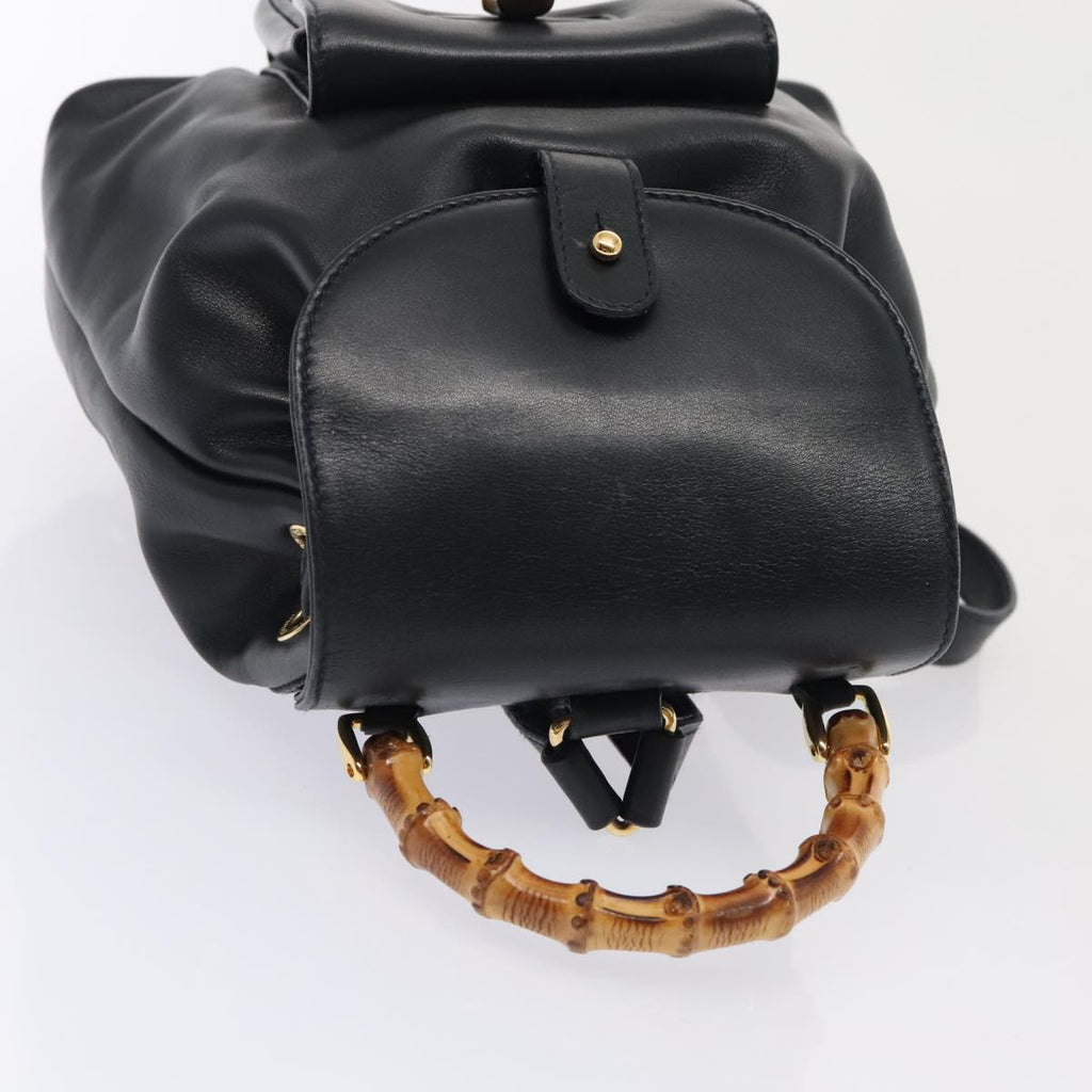 GUCCI Bamboo Backpack Leather Navy Gold 003 1705 0030 yk14502