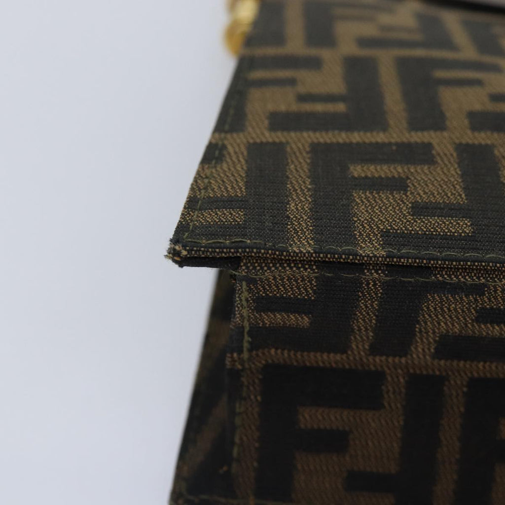 FENDI Zucca Canvas Hand Bag Gold Black Brown yk14520A