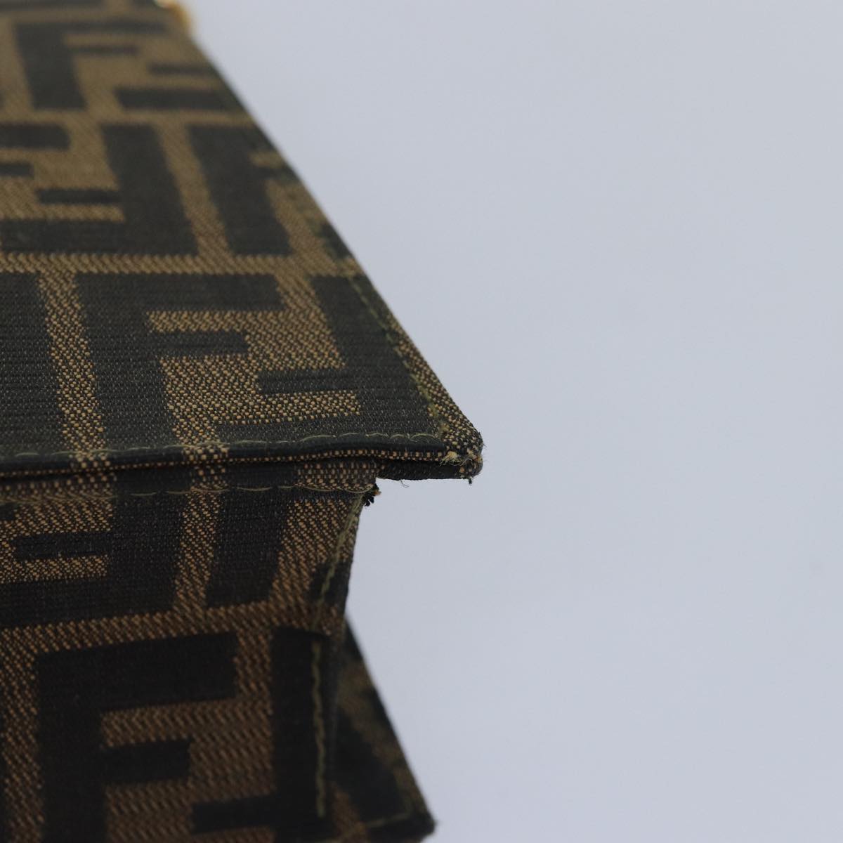 FENDI Zucca Canvas Hand Bag Gold Black Brown yk14520A