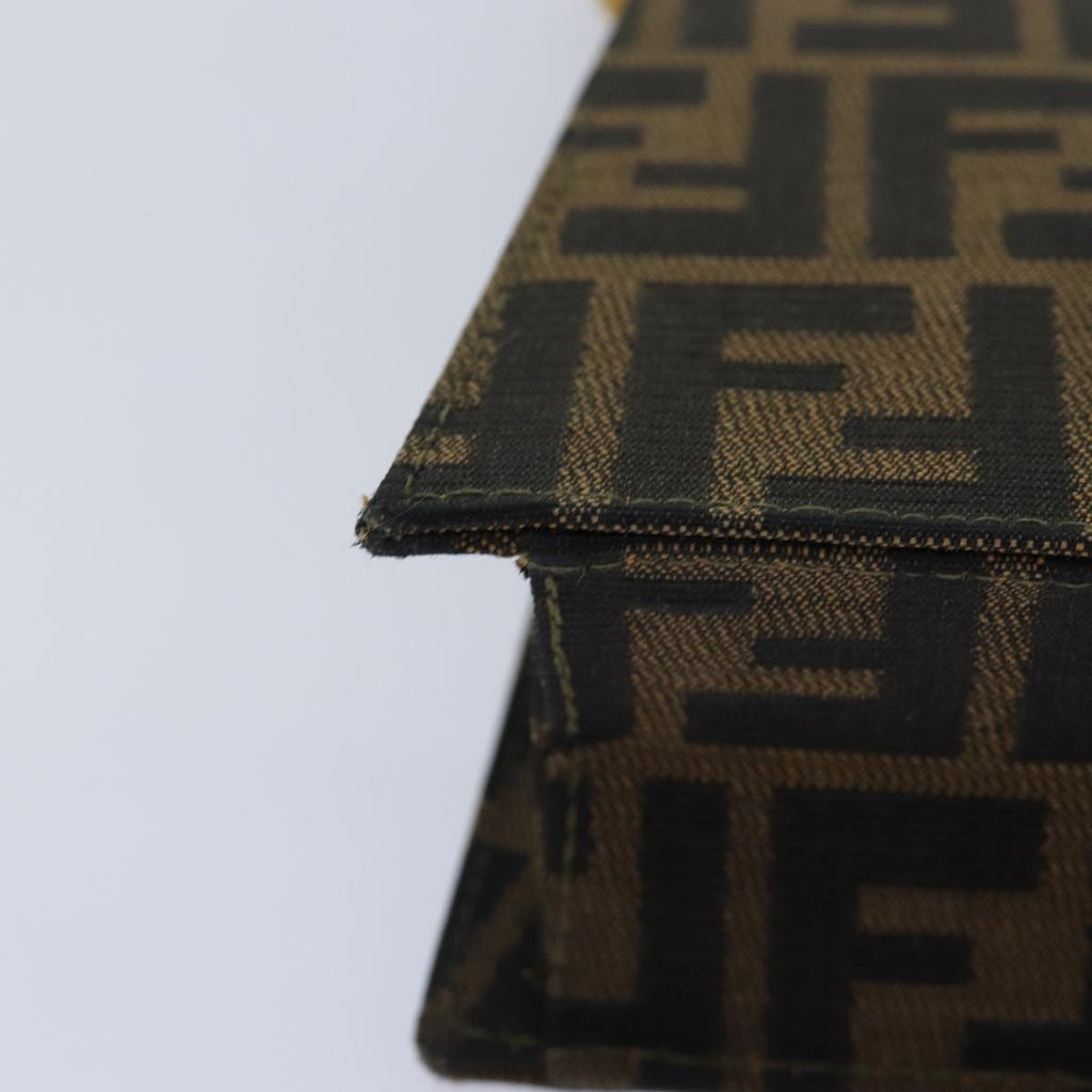 FENDI Zucca Canvas Hand Bag Gold Black Brown yk14520A