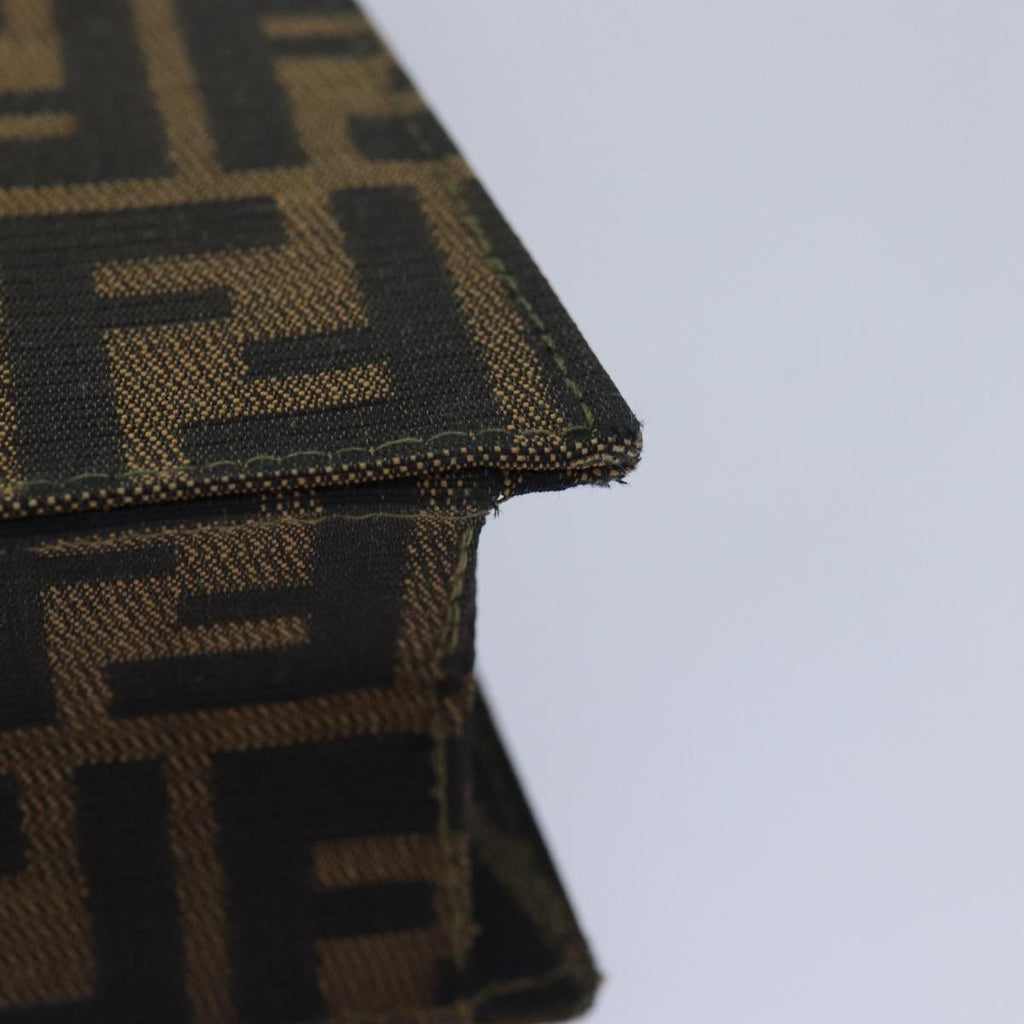 FENDI Zucca Canvas Hand Bag Gold Black Brown yk14520A