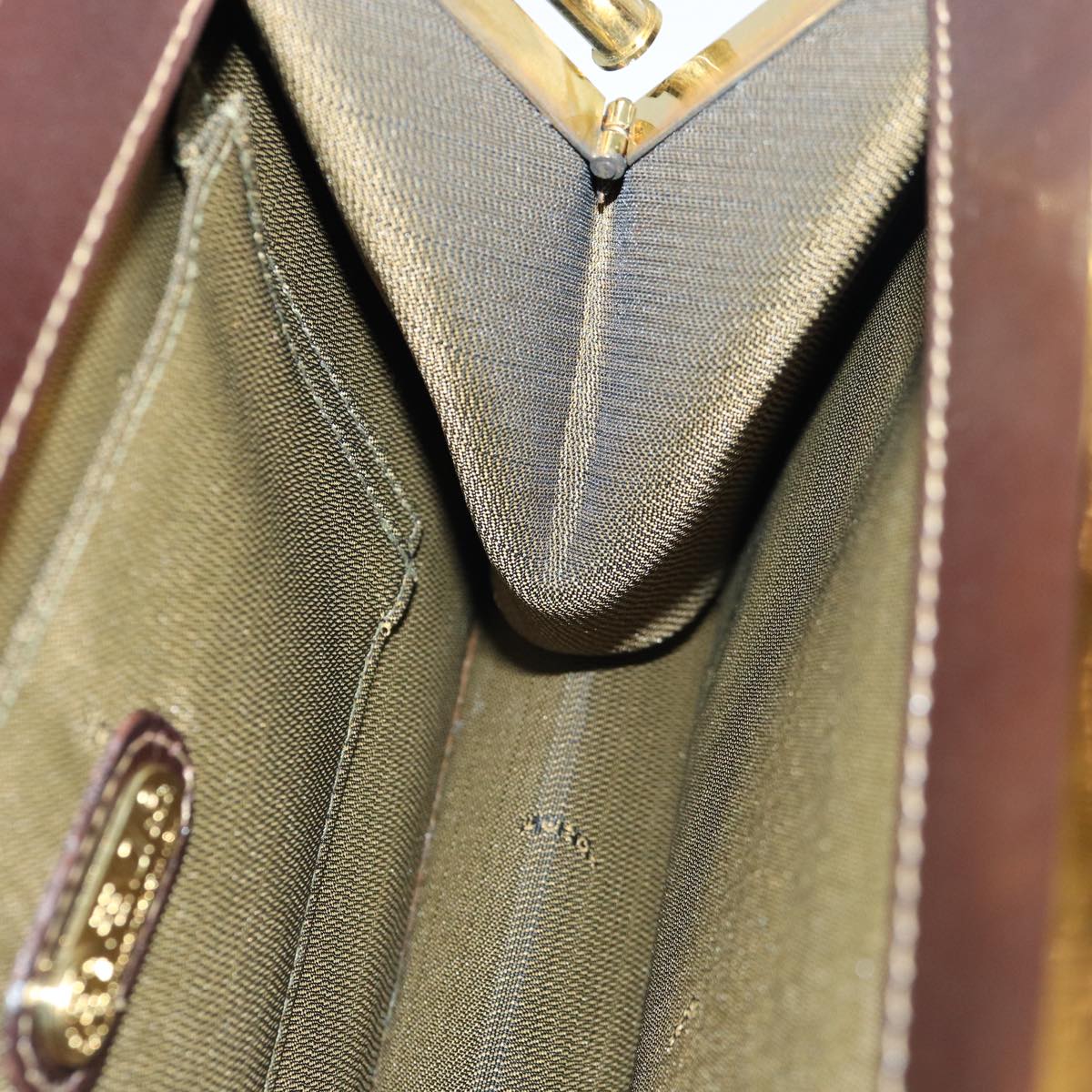 FENDI Zucca Canvas Hand Bag Gold Black Brown yk14520A