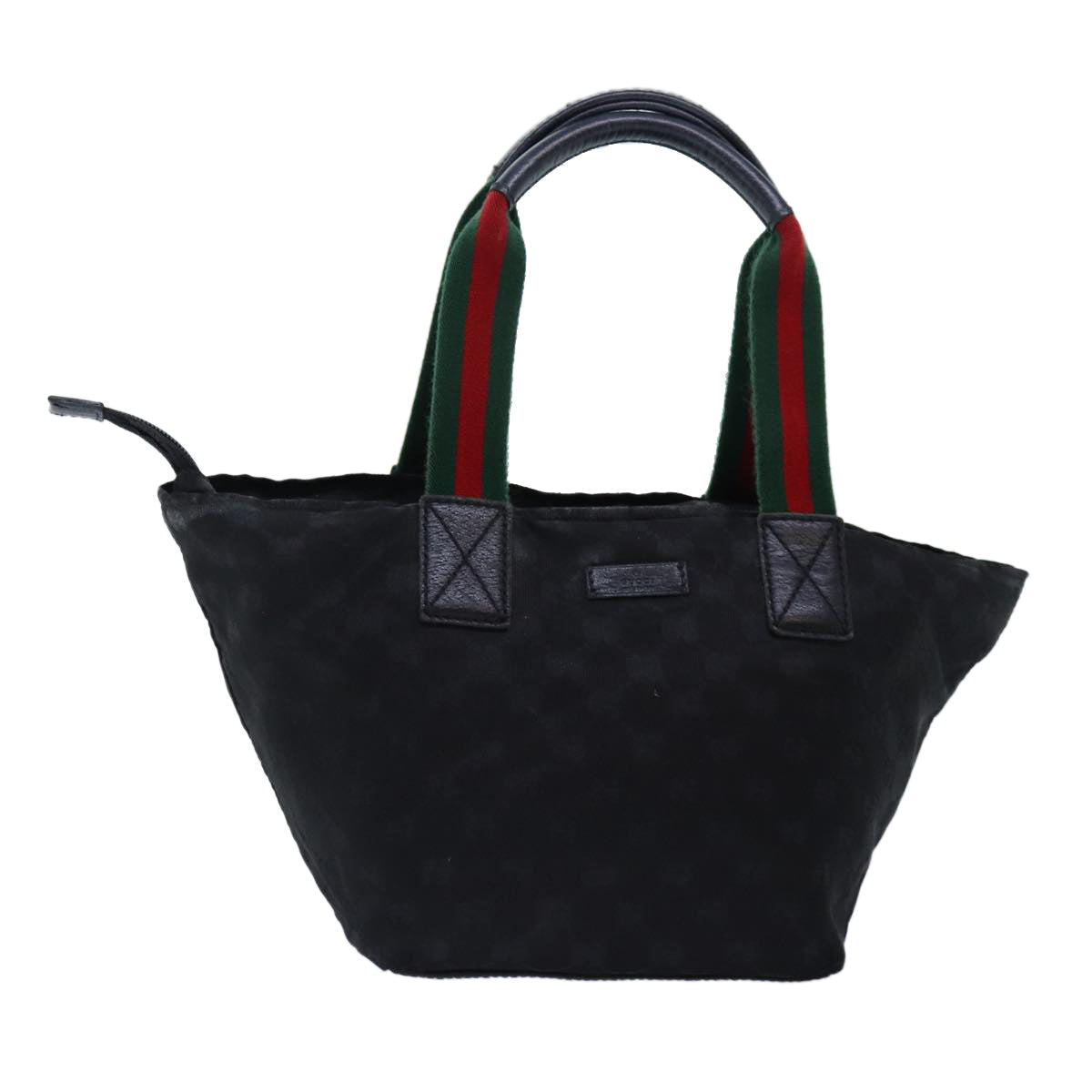 GUCCI GG Canvas Web Sherry Line Tote Bag Black Silver Red 131228 yk14541