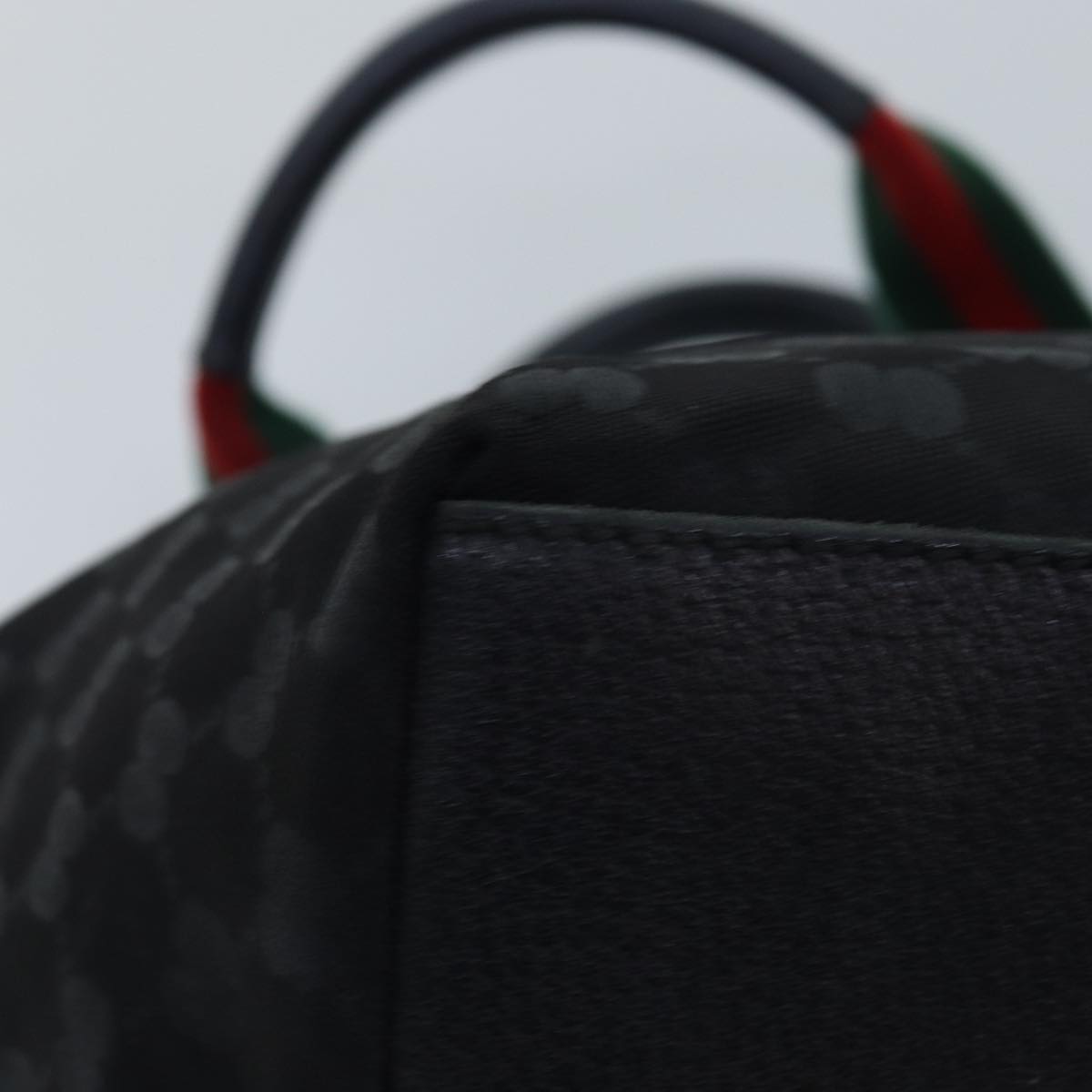 GUCCI GG Canvas Web Sherry Line Tote Bag Black Silver Red 131228 yk14541