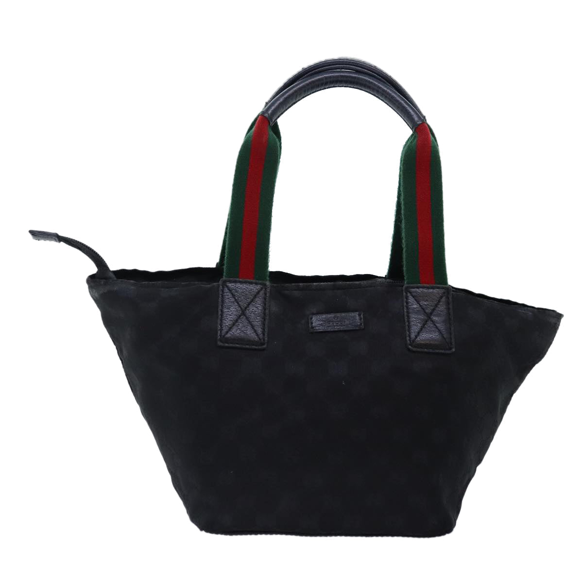GUCCI GG Canvas Web Sherry Line Tote Bag Black Silver Red 131228 yk14541