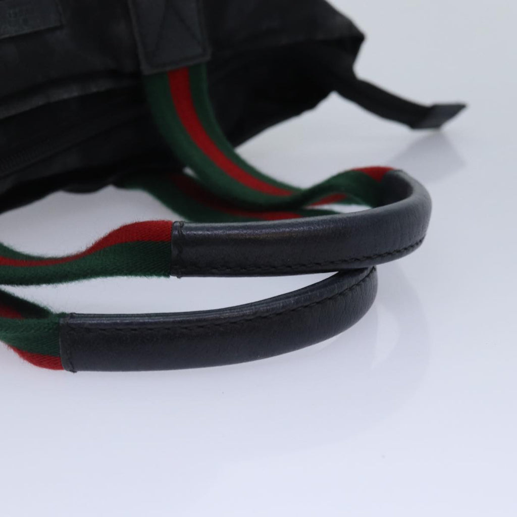 GUCCI GG Canvas Web Sherry Line Tote Bag Black Silver Red 131228 yk14541