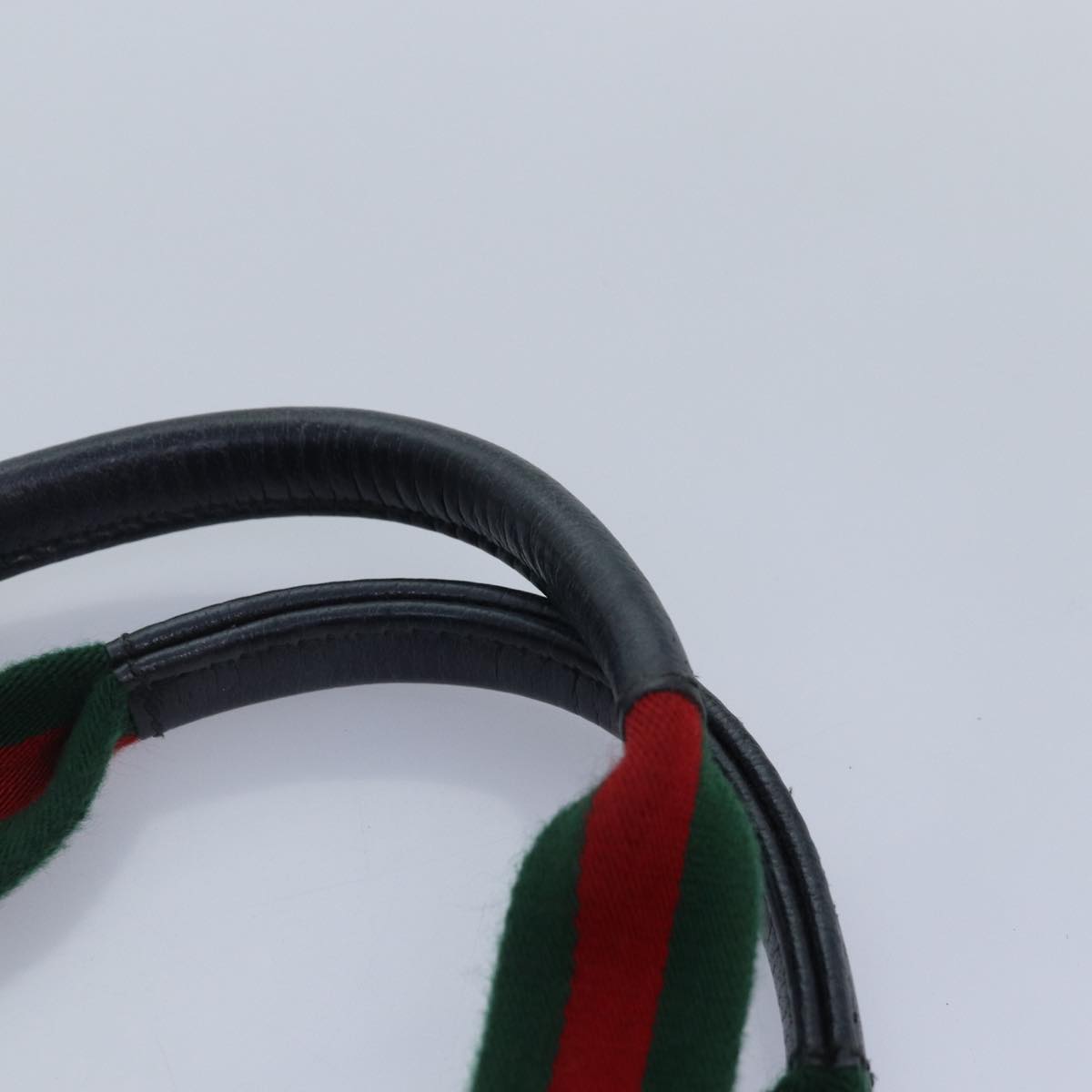GUCCI GG Canvas Web Sherry Line Tote Bag Black Silver Red 131228 yk14541