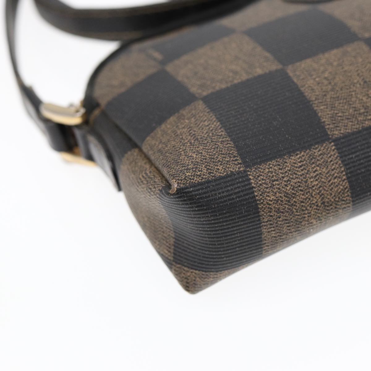 FENDI Pecan Canvas Shoulder Bag Brown Black gold yk14567