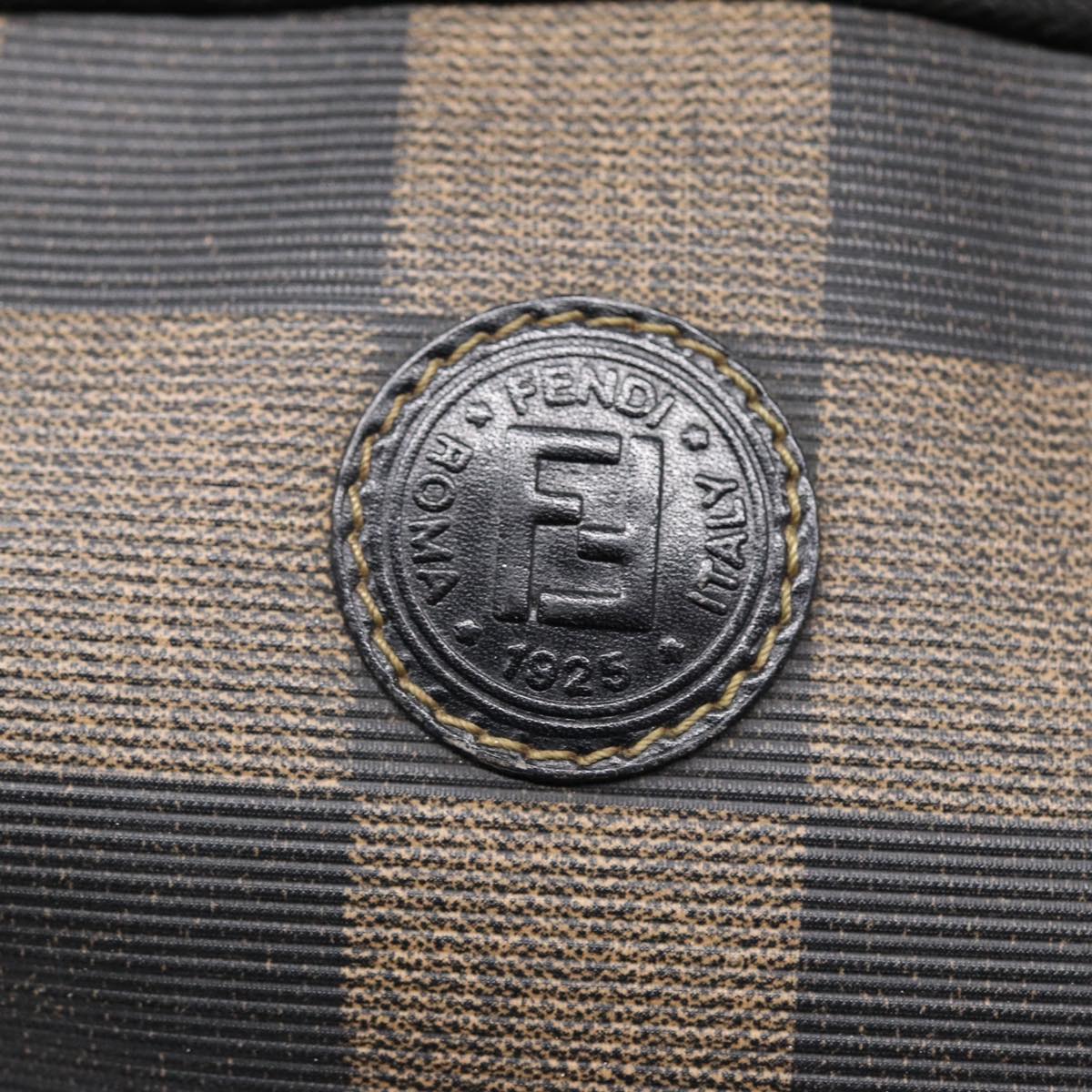 FENDI Pecan Canvas Shoulder Bag Brown Black gold yk14567