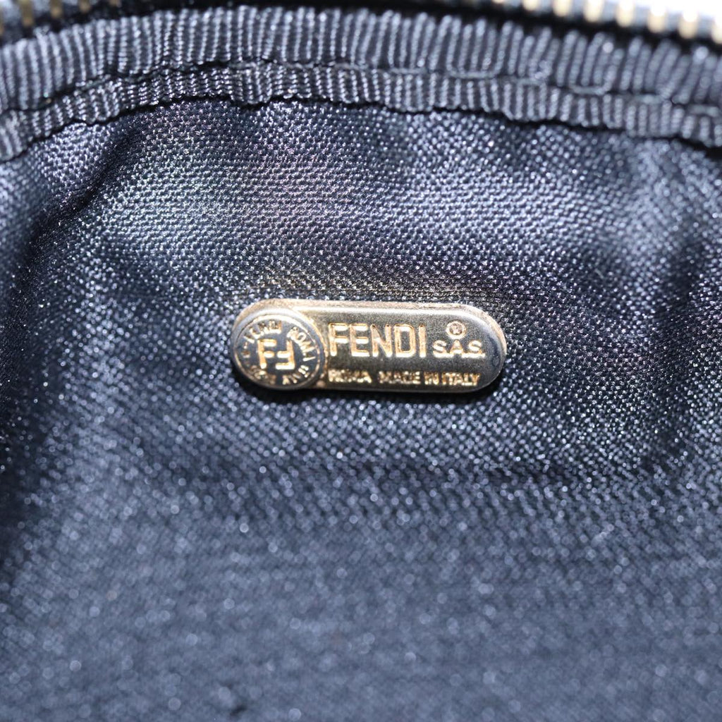 FENDI Pecan Canvas Shoulder Bag Brown Black gold yk14567