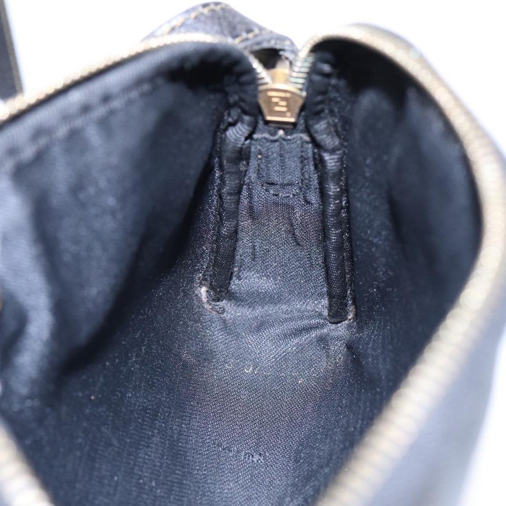 FENDI Pecan Canvas Shoulder Bag Brown Black gold yk14567