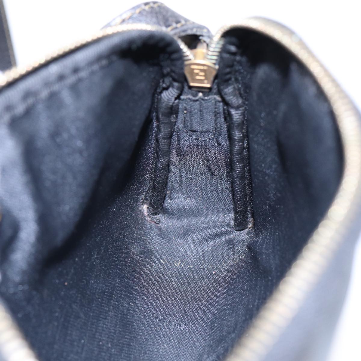 FENDI Pecan Canvas Shoulder Bag Brown Black gold yk14567