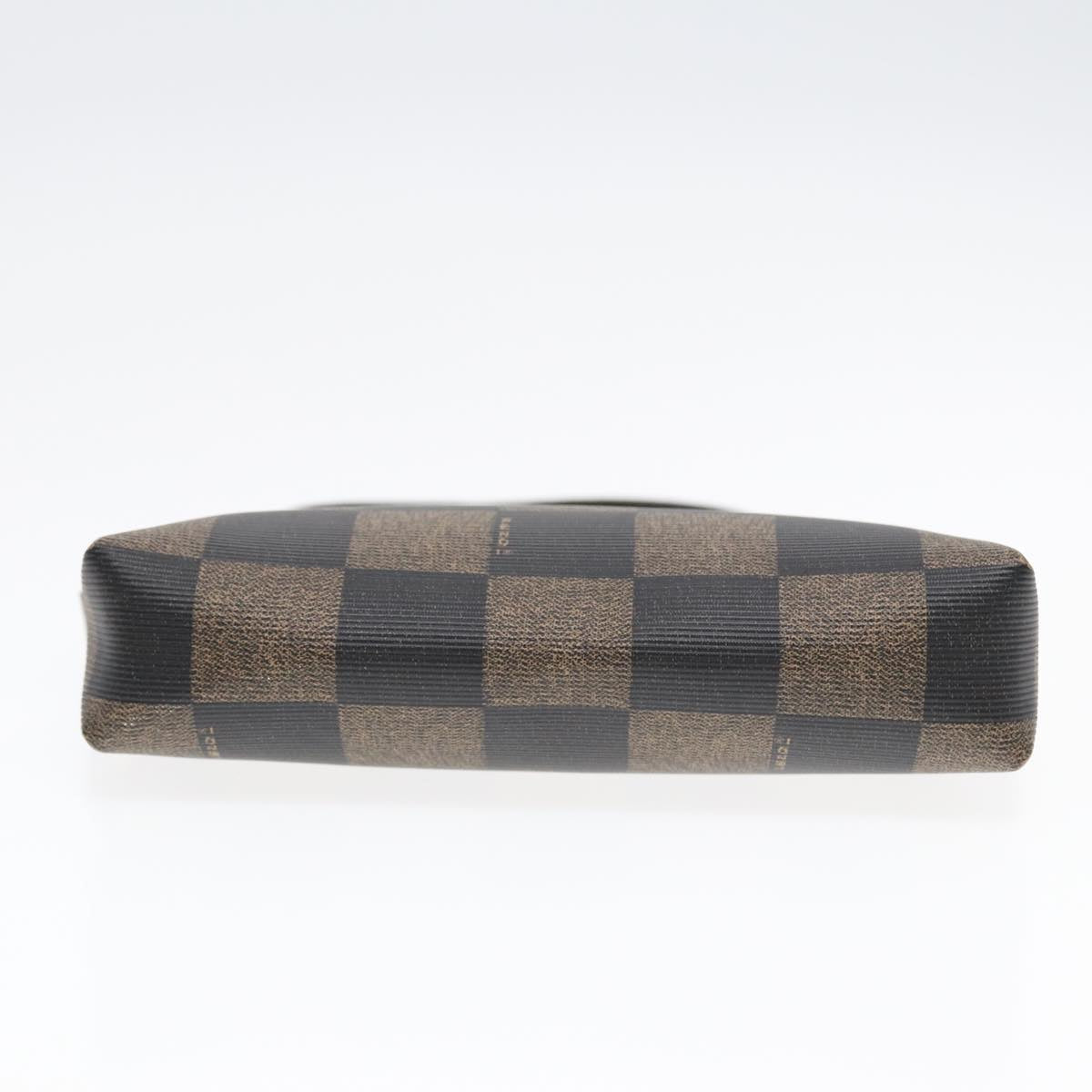 FENDI Pecan Canvas Shoulder Bag Brown Black gold yk14567