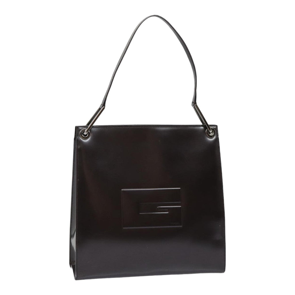 GUCCI Shoulder Bag Patent leather Brown Silver 001 1013 3037 yk14572