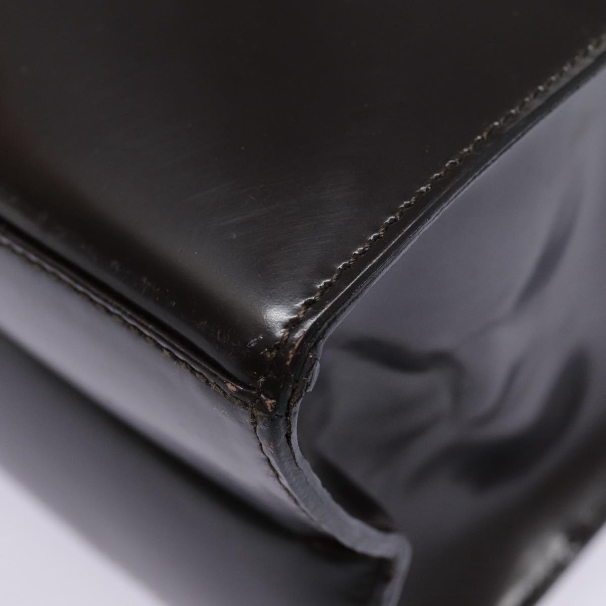 GUCCI Shoulder Bag Patent leather Brown Silver 001 1013 3037 yk14572
