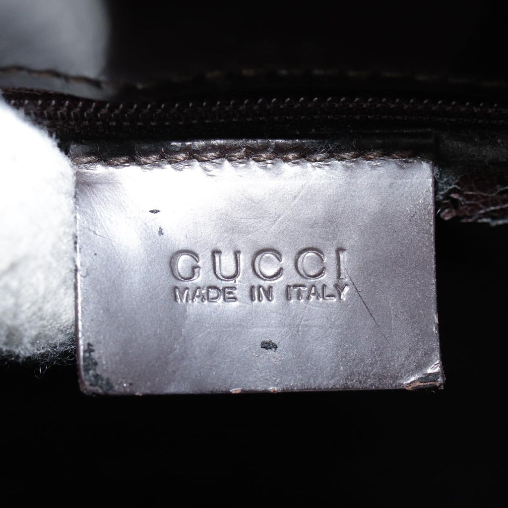 GUCCI Shoulder Bag Patent leather Brown Silver 001 1013 3037 yk14572