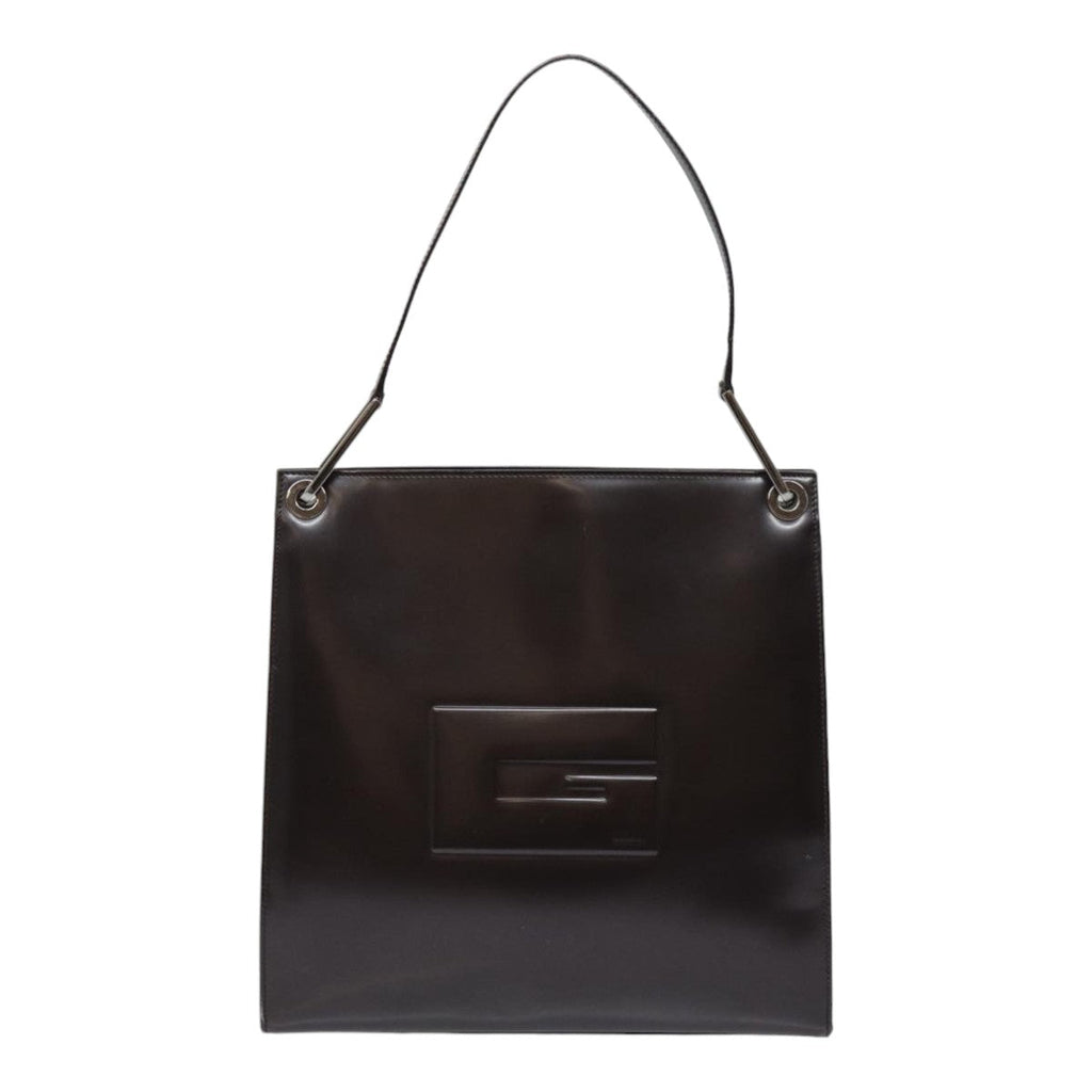 GUCCI Shoulder Bag Patent leather Brown Silver 001 1013 3037 yk14572