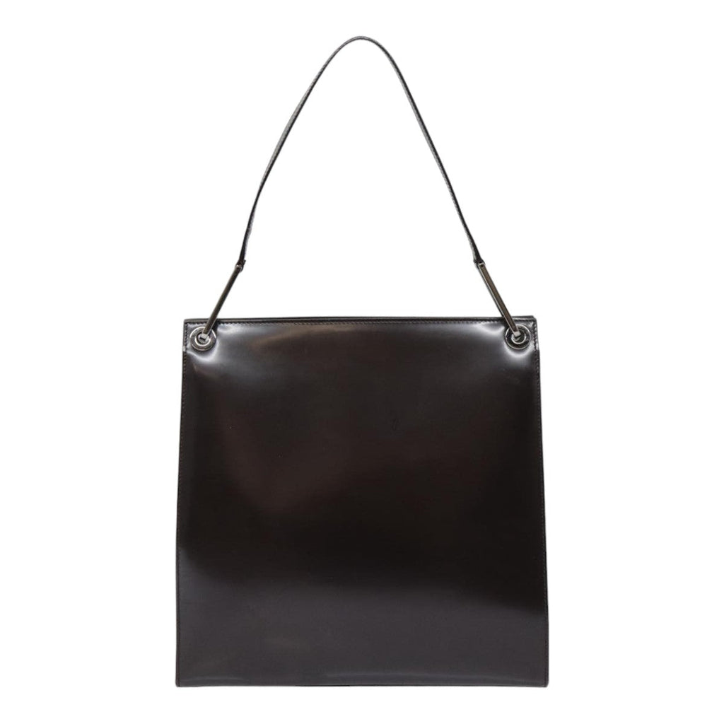 GUCCI Shoulder Bag Patent leather Brown Silver 001 1013 3037 yk14572