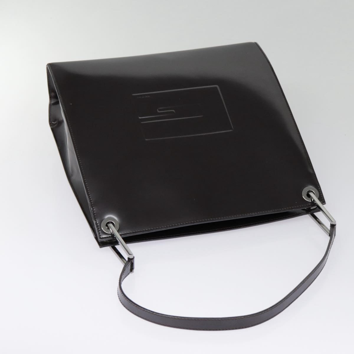 GUCCI Shoulder Bag Patent leather Brown Silver 001 1013 3037 yk14572
