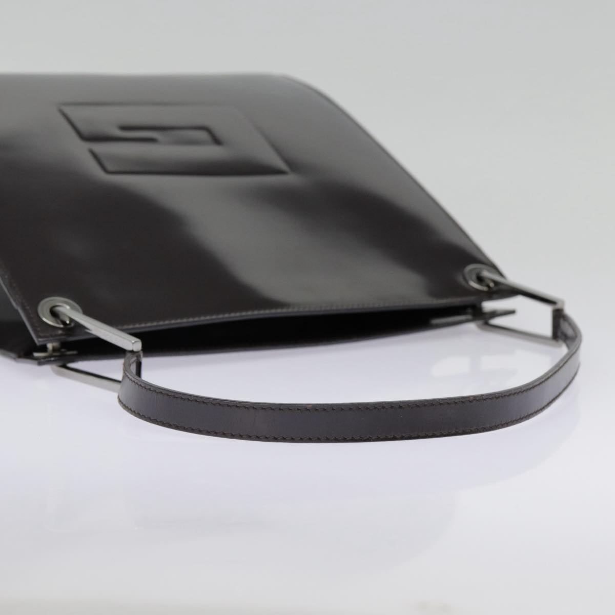 GUCCI Shoulder Bag Patent leather Brown Silver 001 1013 3037 yk14572