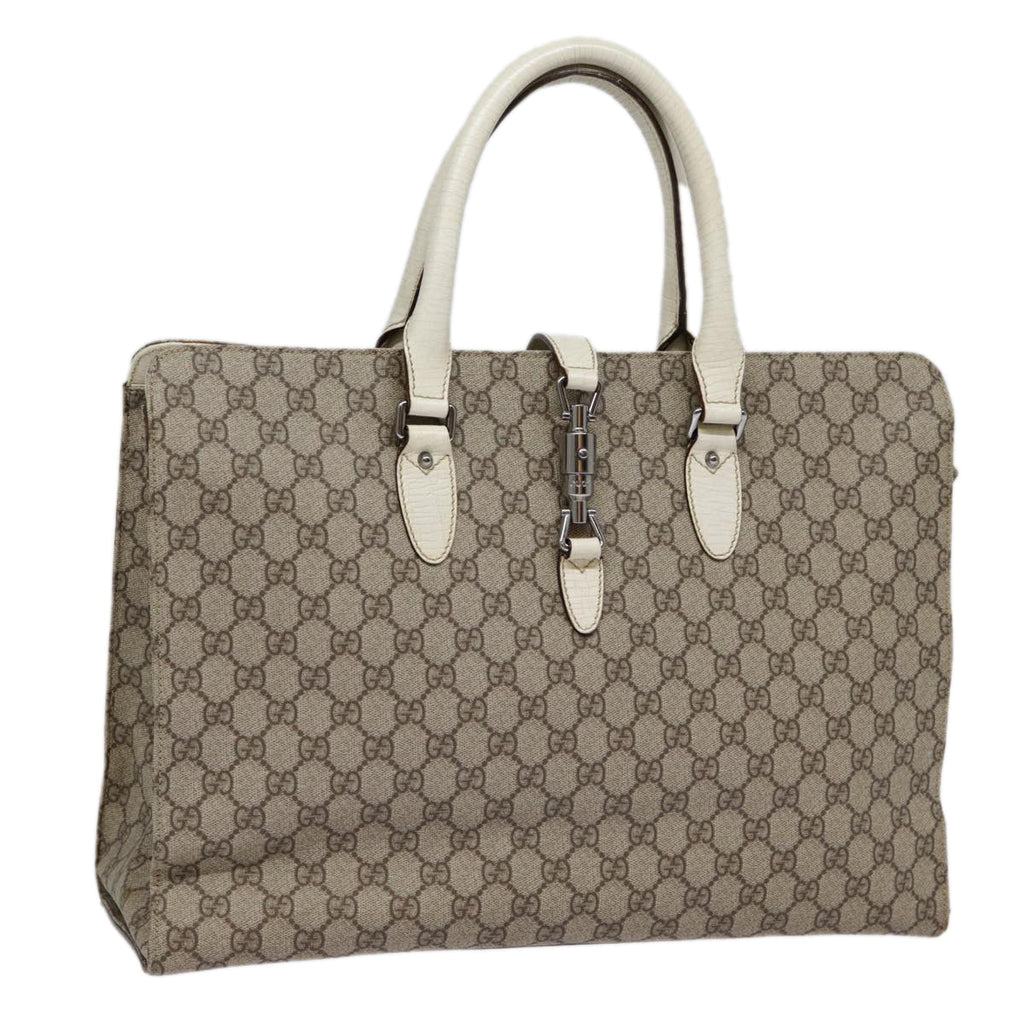 GUCCI GG Supreme Jackie Hand Bag PVC Leather Beige Silver 152610 yk14575