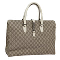 GUCCI GG Supreme Jackie Hand Bag PVC Leather Beige Silver 152610 yk14575